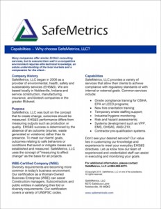 SafeMetrics - SafeMetrics Capabilities Service Sheet
